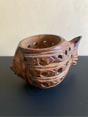 Hand carved Wood Fish Votive